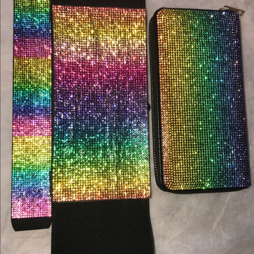 Embellished belt with matching wallet and headband